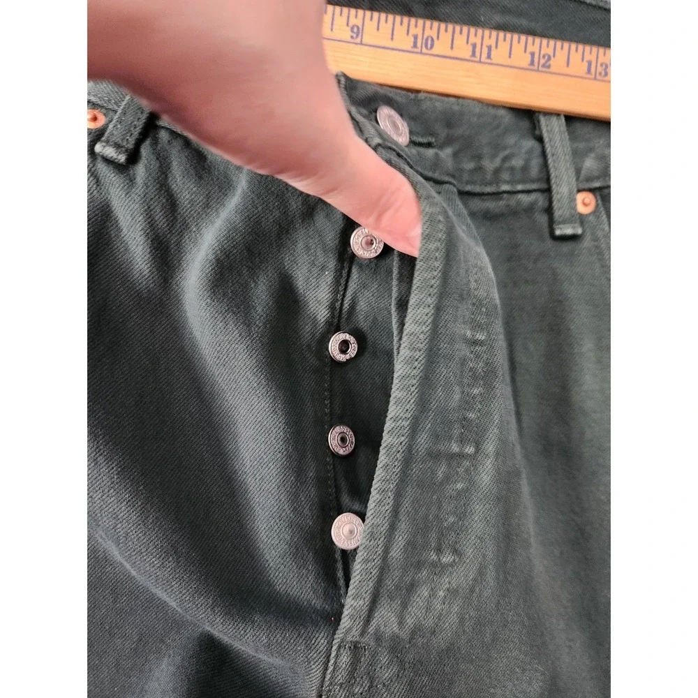 Levi's Mens 36x29 501 Original Straight Leg Jeans Dark Green Button Fly NWT